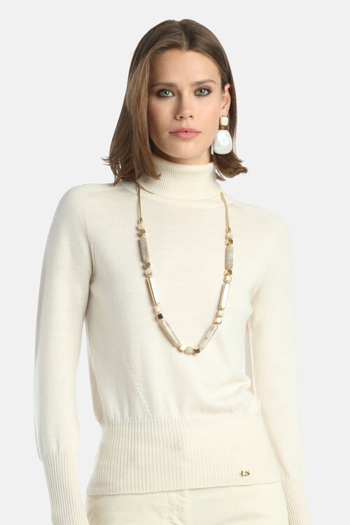 Бусы NOVALESA кремово-золотой